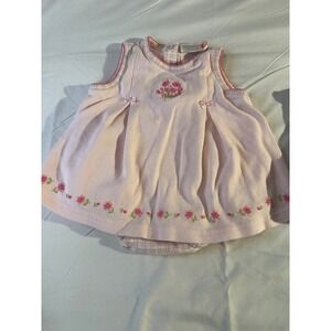 Babys Carter's Pink Floral Embroidered Romper Dress 3 6 Months